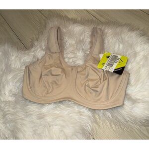 Wacoal 855170 Simone Sports Bra Underwire Unpadded Unlined Womens 34D Beige New